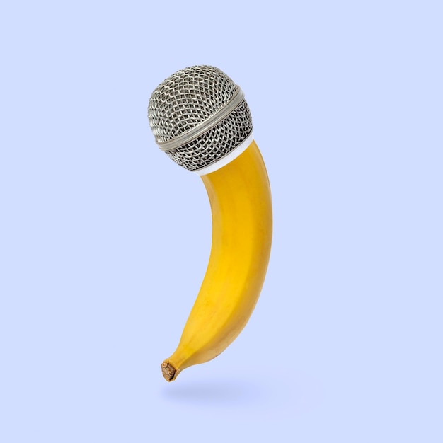 Playful banana with microphone