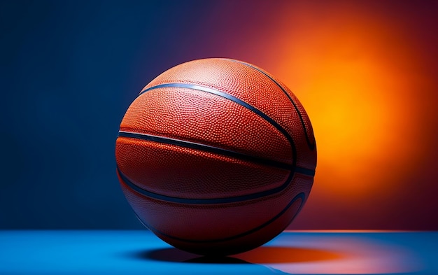 青色の背景に遊び心のあるバスケットボール