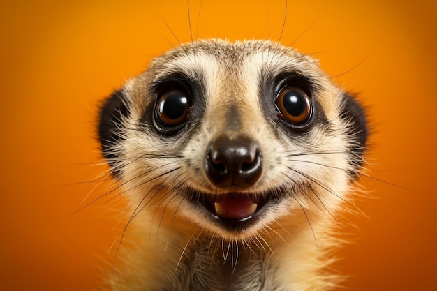 Playful and bewildered meerkat with enlarged eyes generative ai