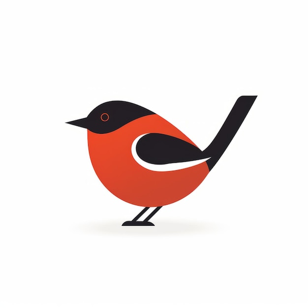 Photo playful bird logo with light red and black design