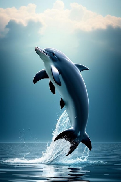 Photo playful bottlenose dolphin