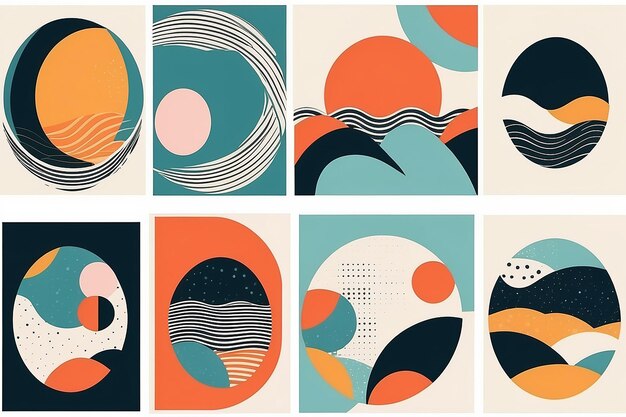 Playful Brutalism Naive Abstract Shapes in Retro Swiss Design Aesthetic