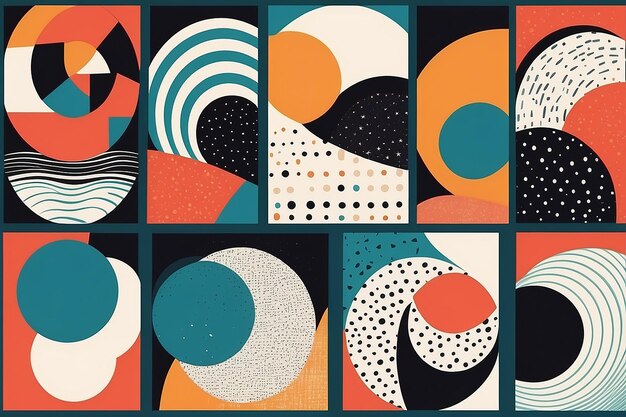 Playful Brutalism Naive Abstract Shapes in Retro Swiss Design Aesthetic