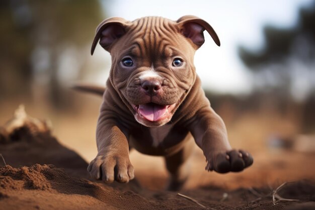 Photo playful bully puppy