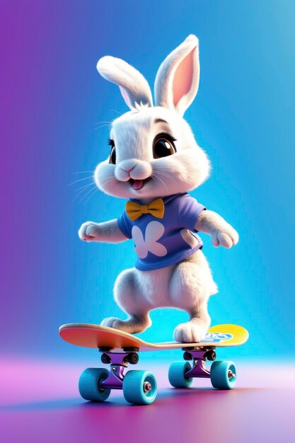 A playful bunny skateboard illustration for fun lovers