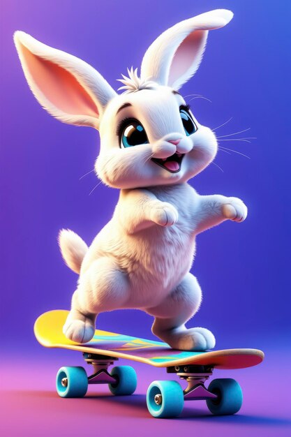 A playful bunny skateboard illustration for fun lovers