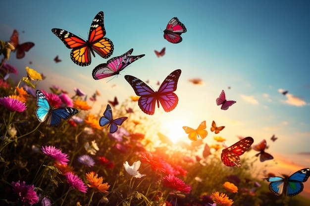 Playful Butterflies in Meadow