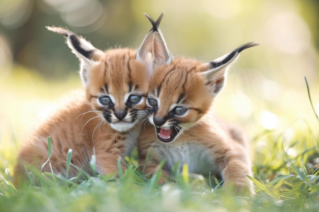 Playful caracal kittens