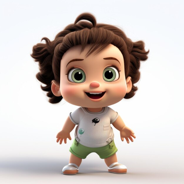 playful cartoon baby character with realistic lighting