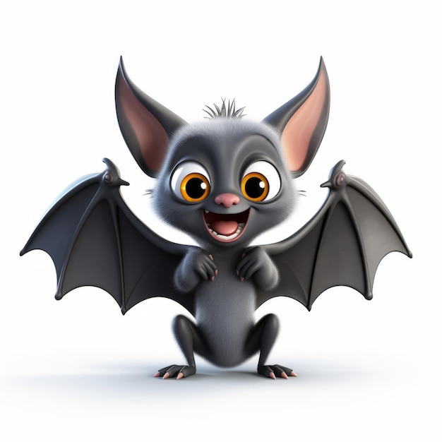 Playful Cartoon Black Bat With Big Eyes In Tiago Hoisel Style