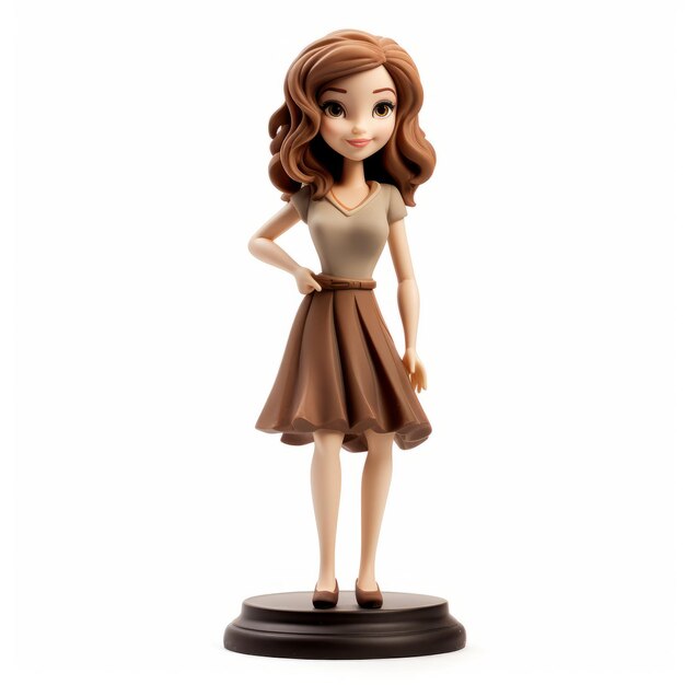 Photo playful cartoon figurine with brown hair and brown shoes