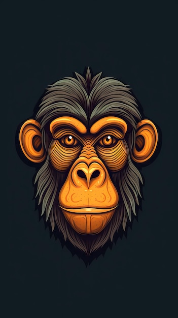 Playful Cartoon Monkey on Dark Background AI Generated