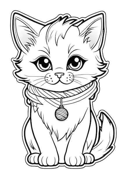 Photo playful cat and yarn coloring page