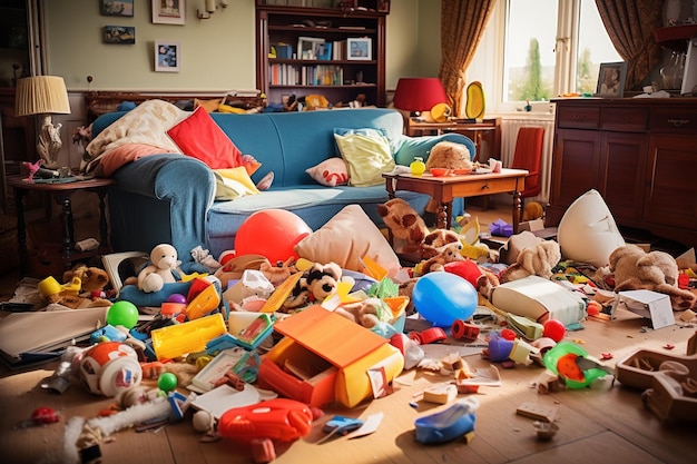 Фото Игровая хаос детские игрушки гостиная