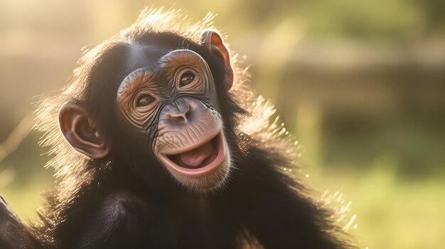 Playful chimpanzee engaging in a heartwarming interaction