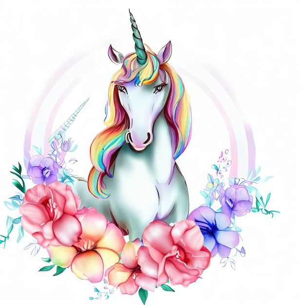 Playful Christmas Gift Illustration Unicorn Generative AI