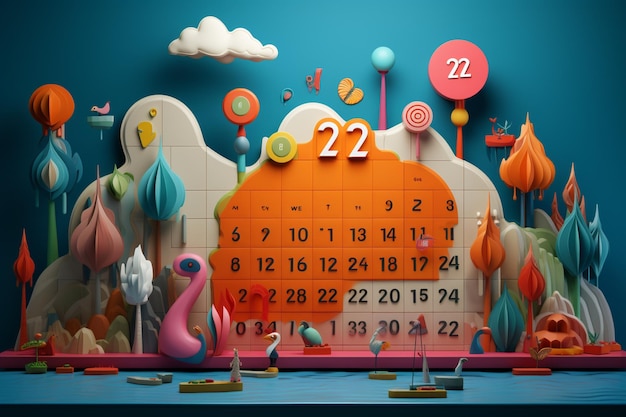 Foto calendario giocoso e colorato per il 2024 con 00495 01