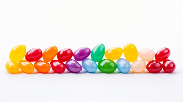 Playful Colorful Jellybeans D on White Background