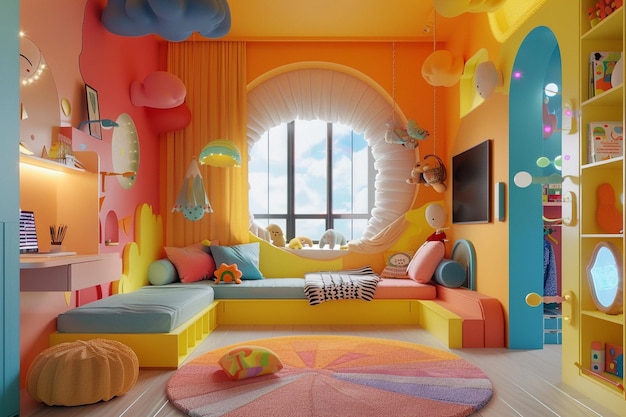 Игральные и красочные идеи детской комнаты