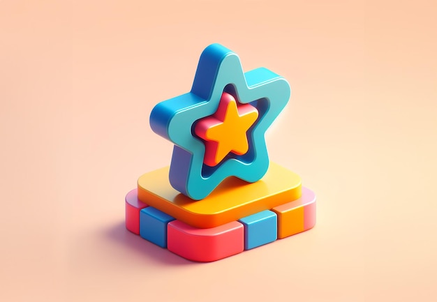 playful colour of star 3d icon