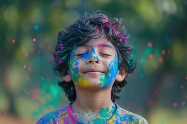 Playful creativity captured on a child39s face a canvas of imagination