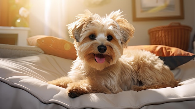 Playful cute dog at home