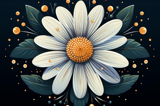 Playful Daisy Illustration on a Dark Background