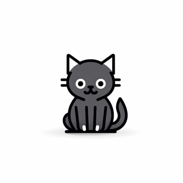 Playful Dark Gray Cat Icon With Minimalistic Design