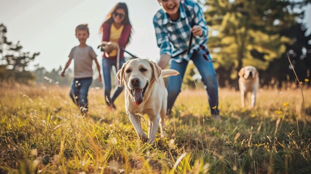 Foto cane giocoso e il suo proprietario in natura pragma all'aperto