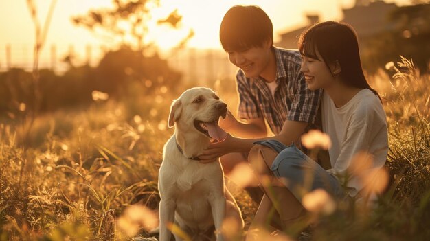 playful dog and its owner in nature outdoor pragma