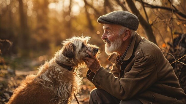 playful dog and its owner in nature outdoor pragma