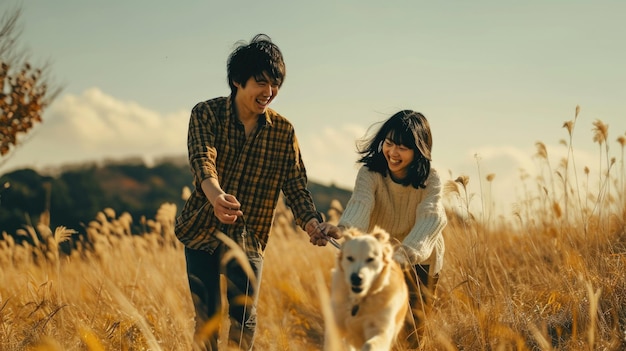 playful dog and its owner in nature outdoor pragma