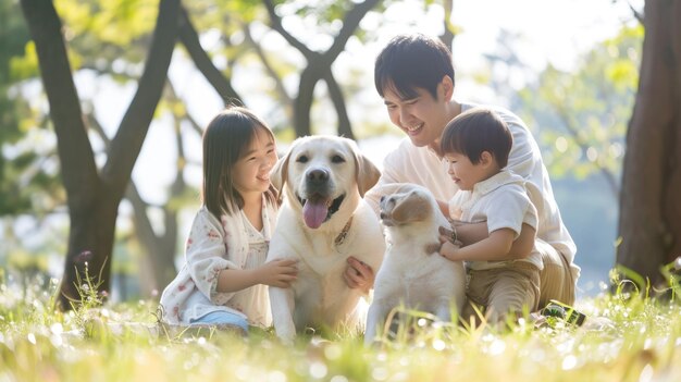 遊犬と飼い主は自然の外で遊びます