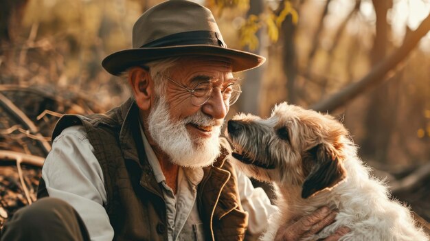 playful dog and its owner in nature outdoor pragma