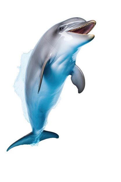 Playful dolphin on white background