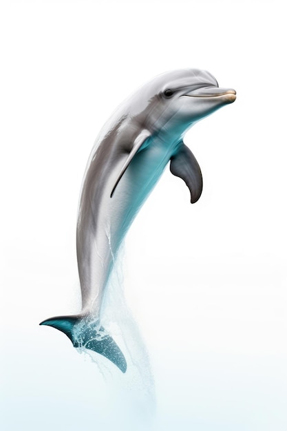 Playful dolphin on white background