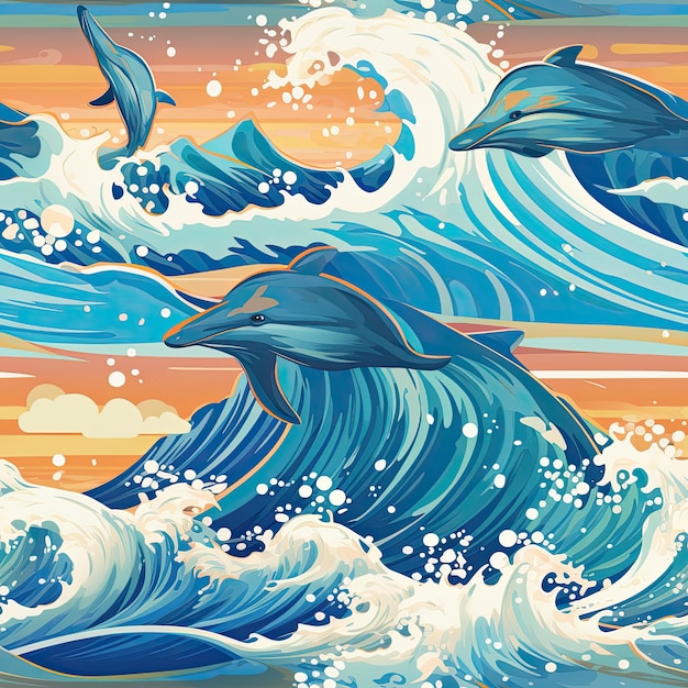 Dolphin On Waves - Paint By Number - Painting By Numbers