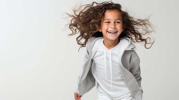 Playful Elegance Candid Shot on a Bright White Background