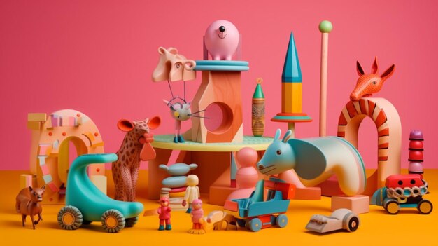 Photo playful and fun with vibrant toys and games