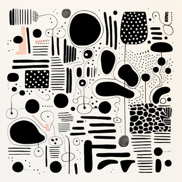 Игральный геометрический плакат с органическими формами и минималистским стилем