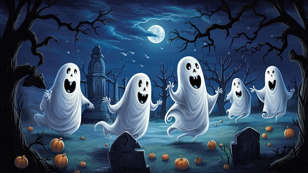 Playful Halloween Ghosts