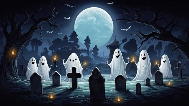 Playful Halloween Ghosts