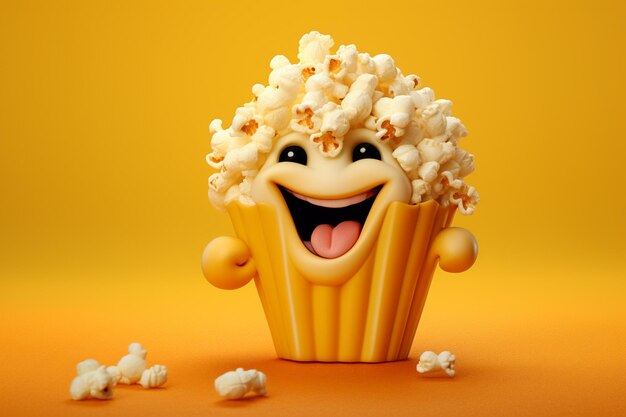 The playful happiness of an animated popcorn