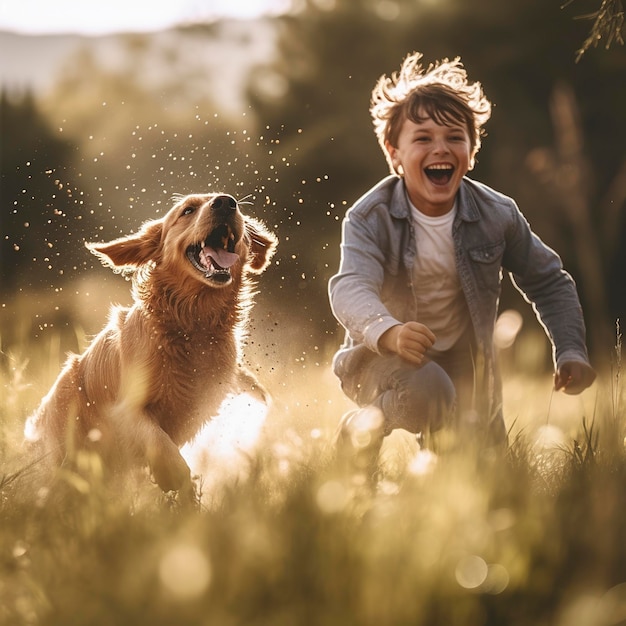 Playful happy dog running and jumping