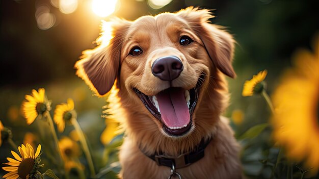 Photo playful happy smiling dog