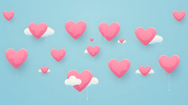 Playful illustration of a cloud raining hearts