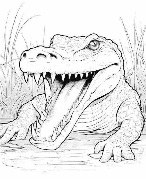 Playful Jungle Friend Crocodile Coloring Fun with Low Detail