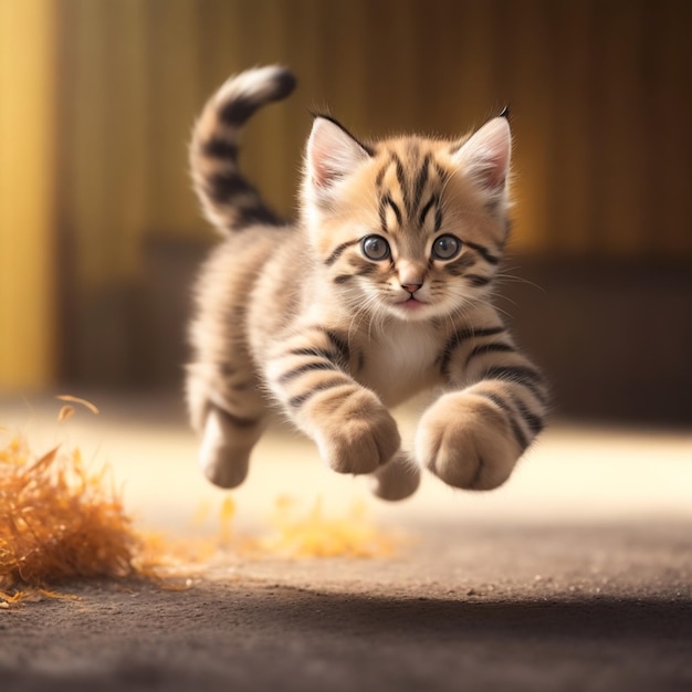 Playful kitten pounces agile