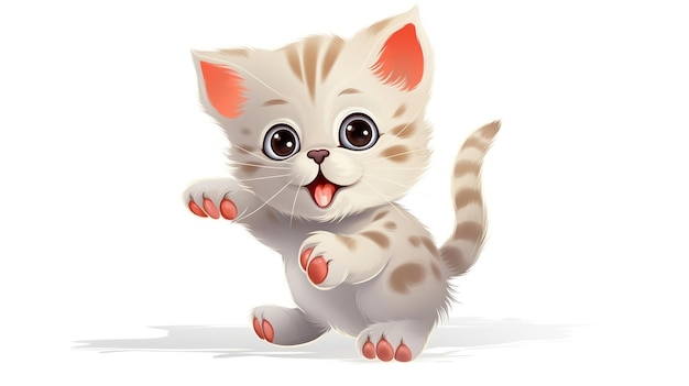 Playful kitten on white background