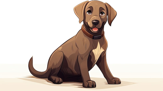 Playful Labrador Retriever Cartoon Character on White